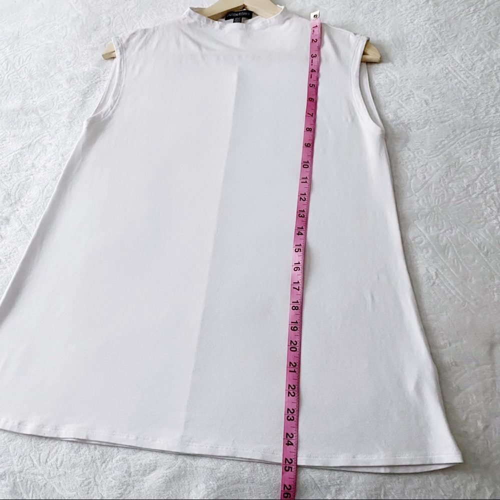 Eileen Fisher White Mock Neck Sleeveless Top - Picture 4 of 10